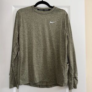 Nike Men's Heathered Green Long Sleeve Tee